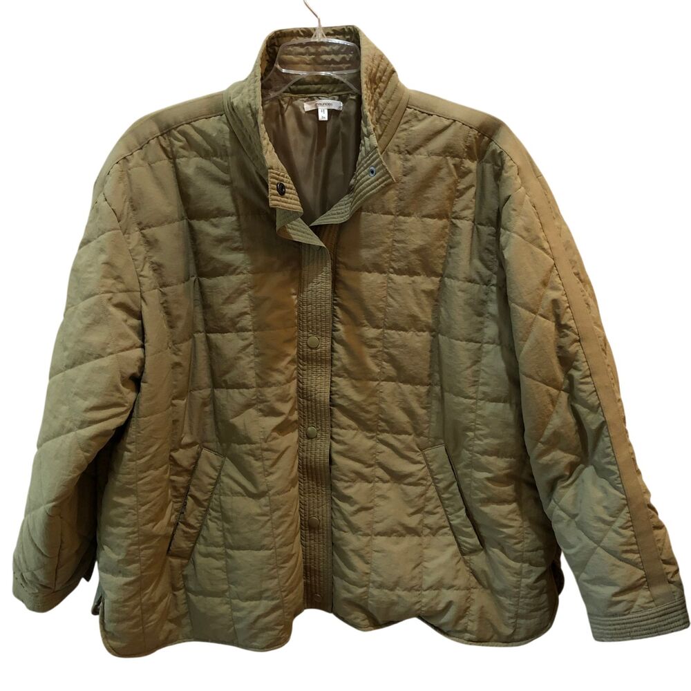 Maurices Womens 3X Olive Green Quilted Jacket Snap Lightweight Puffer Coat